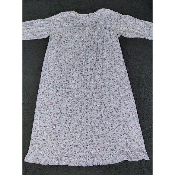 Eileen West Nightgown White Blue Floral Full Length Sz (M) Cotton Cottagecore - Picture 5 of 5
